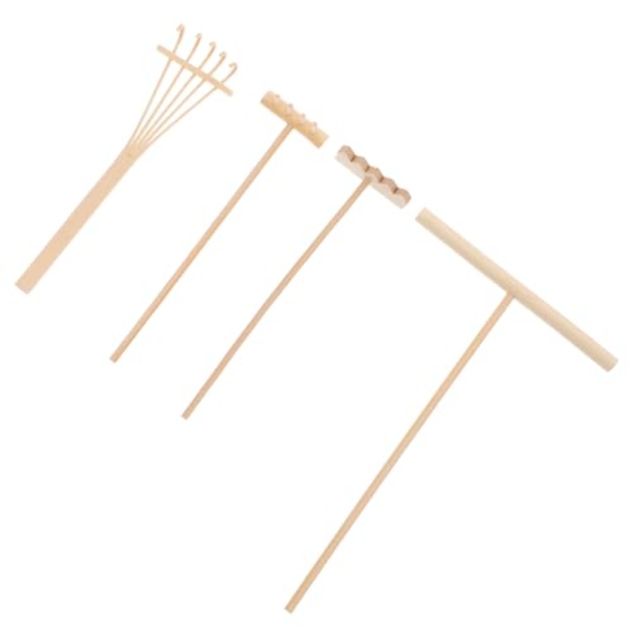 Zen Gardening Tools - Bamboo Mini Rake Set 4 Pcs