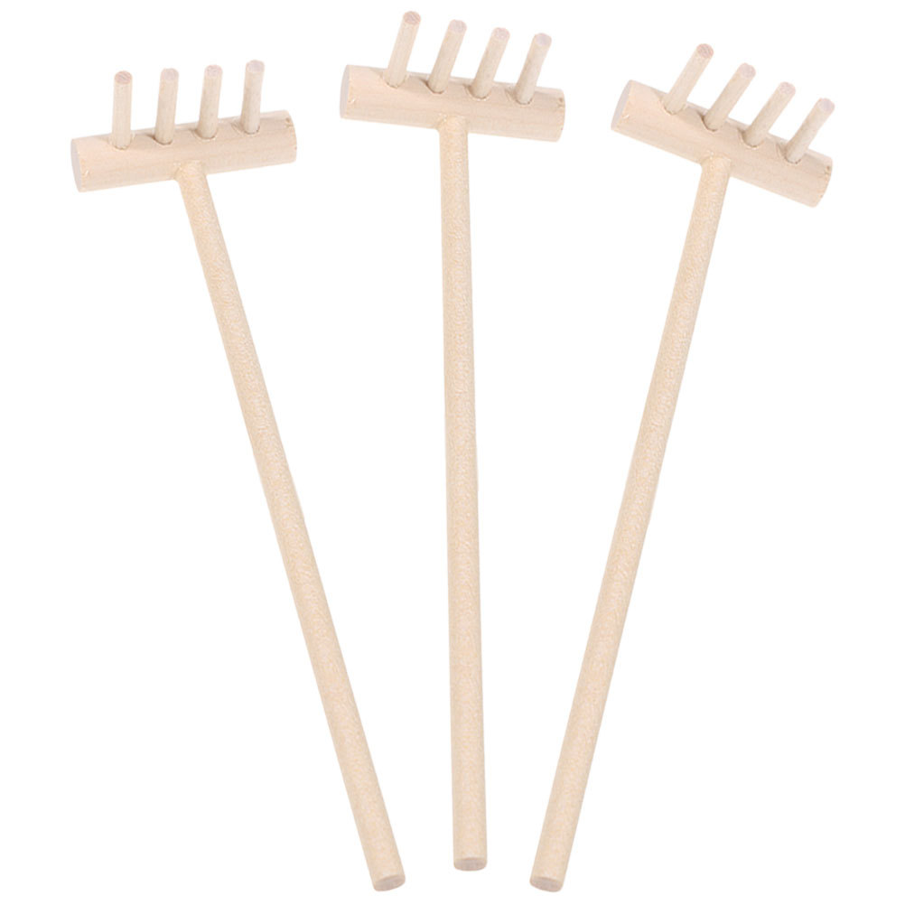 Zen Gardening Tools - 3pcs Bamboo Mini Rake Set For