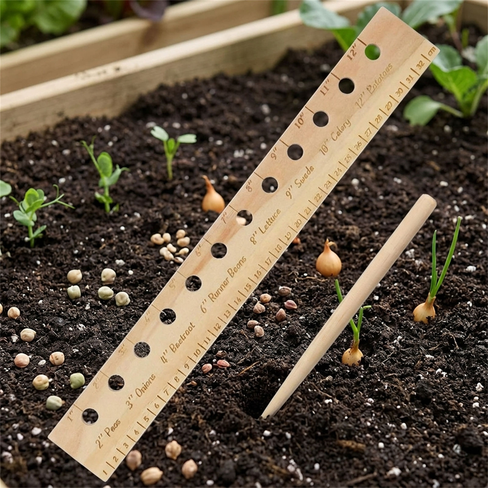 Solid Wood Planting Ruler for  - Gardening Tools For Beginners ulasan dan harga