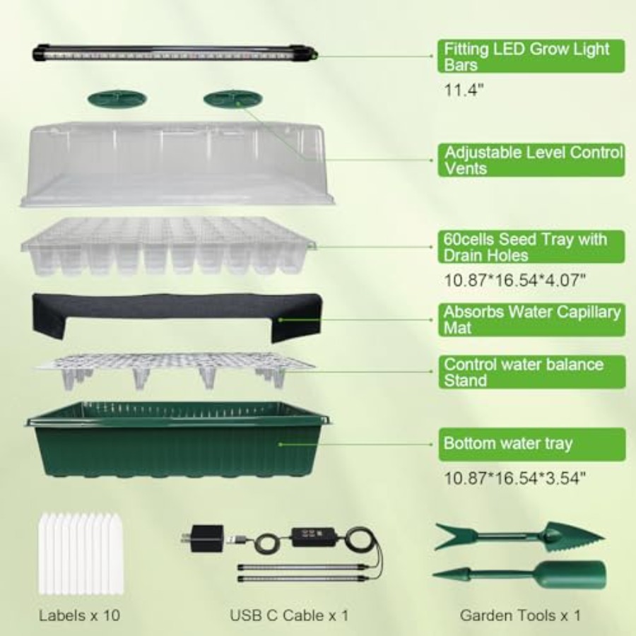 Seed Starter Tray with Grow Li - Seed Starter Trays ulasan dan harga